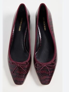 Veronica Beard Snake-Embossed Ballet Flats in Wine/Burgundy